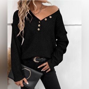 Pointelle Oversized Drop Shoulder Sweater